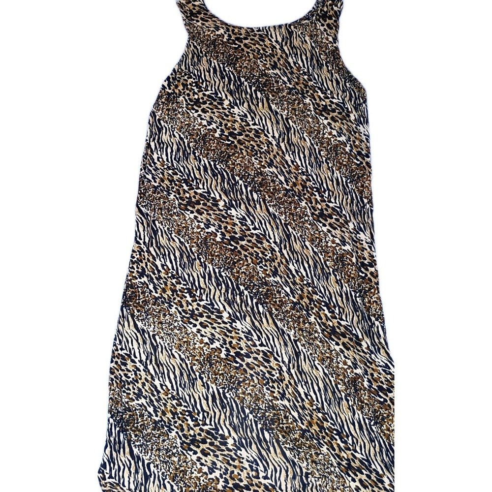 M.P.H. Women Animal Print Maxi Dress Tunic Sleeveless Round Neck Multicolor 2XL